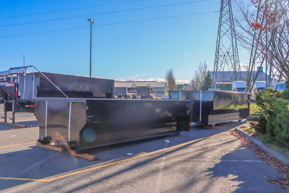 Roll-off dumpster ready for waste disposal at job site for Construction Dumpster Rental in Taylorville